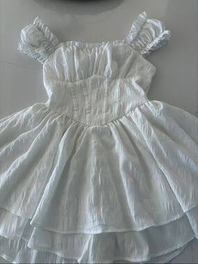 SHEIN White Ruffle Tiered dress with shorts under